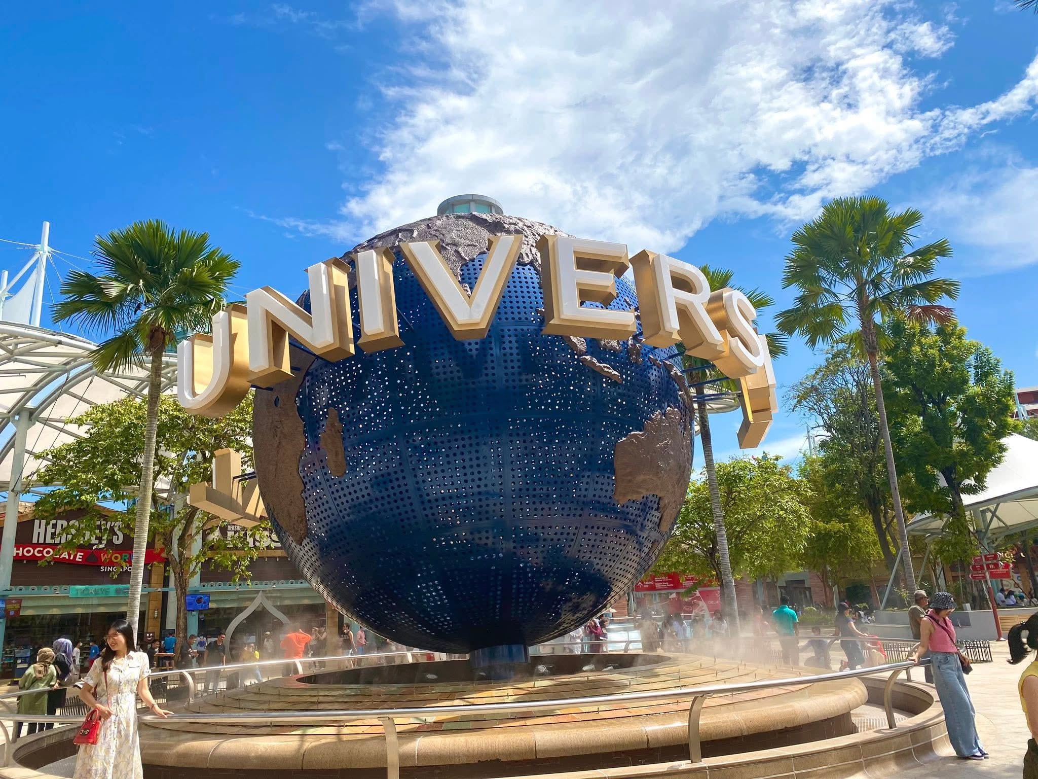 The rotating Universal Studios globe at the entrance of Universal Studios Singapore on Sentosa Island