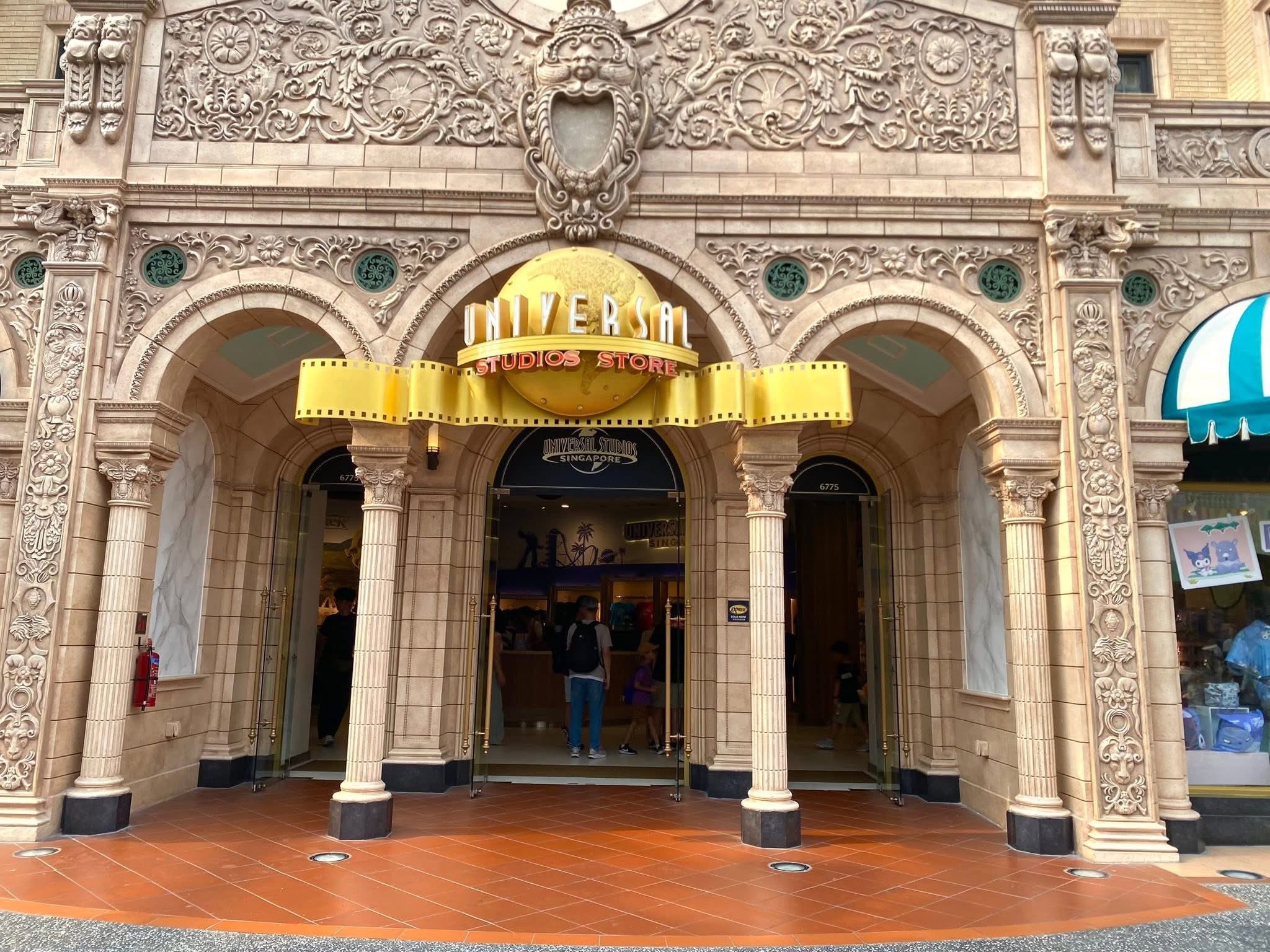 Ornate entrance facade of the Universal Studios Store at Universal Studios Singapore